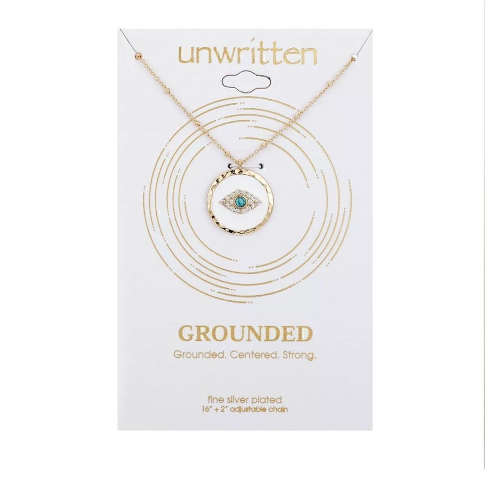 NWT UNWRITTEN Gold Flash-Plated Cubic Zirconia Enamel Evil Eye Coin Necklace